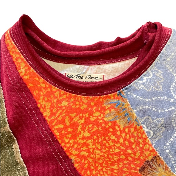 Free People - We The Free - Women’s Unique Patchwork Cotton Sweatshirt Size XL - Picture 3 of 7